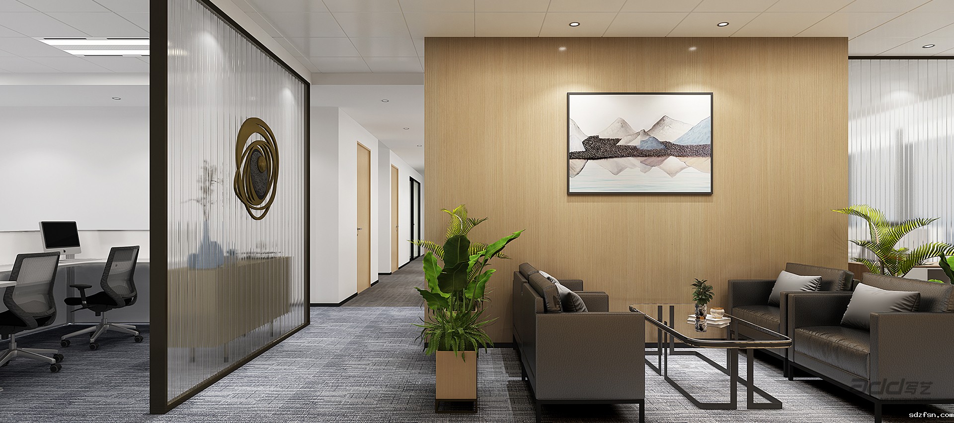 复星保德信办公室设计 走廊洽谈区-pc